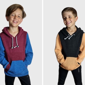 Breipatroon hoodie voor kinderen trui met capuchon en zak image 1