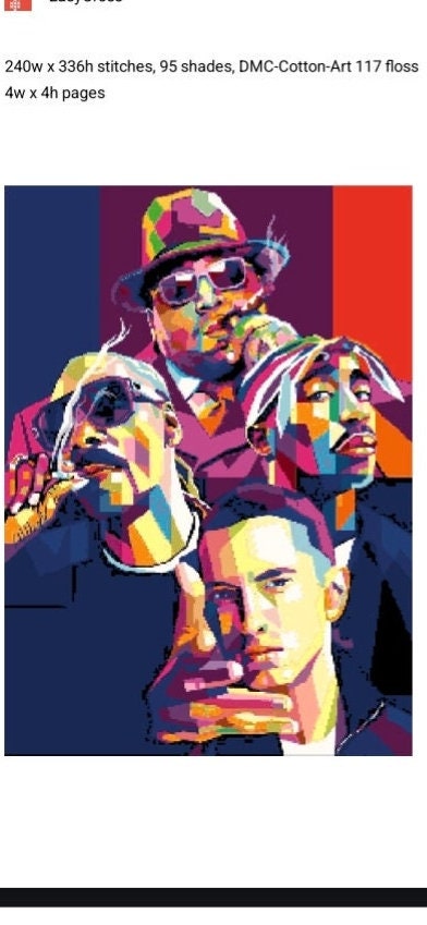 Tupac Pattern Notorious Big,tupac,eminem,snoop Dog Cross Stitch Pdf Pattern - Etsy