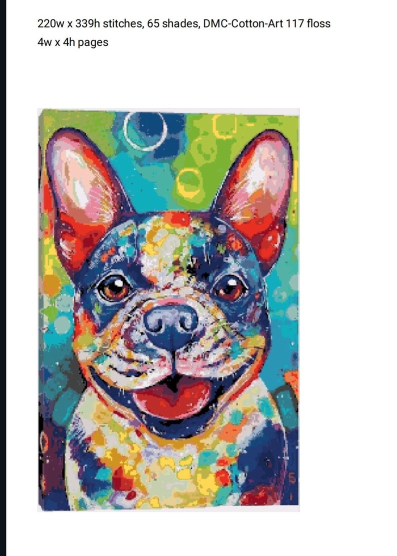 French bulldog pdf cross stitch pattern image 2