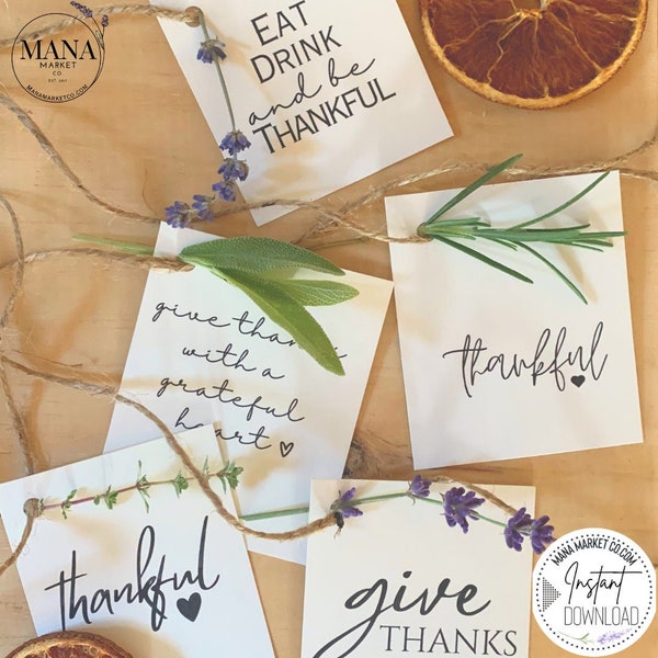 Give Thanks Napkin Tags , Thanksgiving Table Decor , Fall Tablescape ,Place Setting Tag ,Thankful Tag , Napkin Ring Tags, Friendsgiving Gift