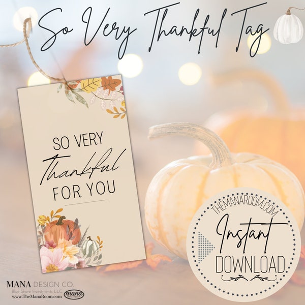 Fall Thankful Gift Tag | Friendsgiving Tag | Thanksgiving Gift Tag | Thanksgiving Favor Tags | Thanksgiving Place Card Tag | Thankful Tag