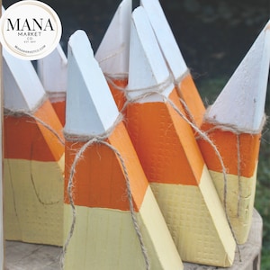 Candy Corn Decor, Holz Candy Corn Herbst abgestuftes Tablett Decor, Herbst Dekor für Halloween Bauernhaus Candy Corn Zeichen