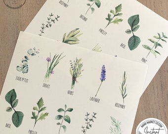 Printable Herb Labels , Set of Rustic Plant Seed Tags and Label Printables for Gardening,Garden Plant Labels for Gifting,Herb Prints
