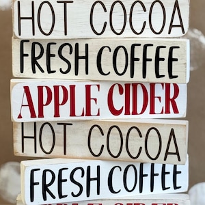 Hot Cocoa Apple Cider Coffee Bar Signs for Family Gatherings and Holiday Decor Gifts for Fall Season, Tiered Tray Decor for Christmas Party image 5
