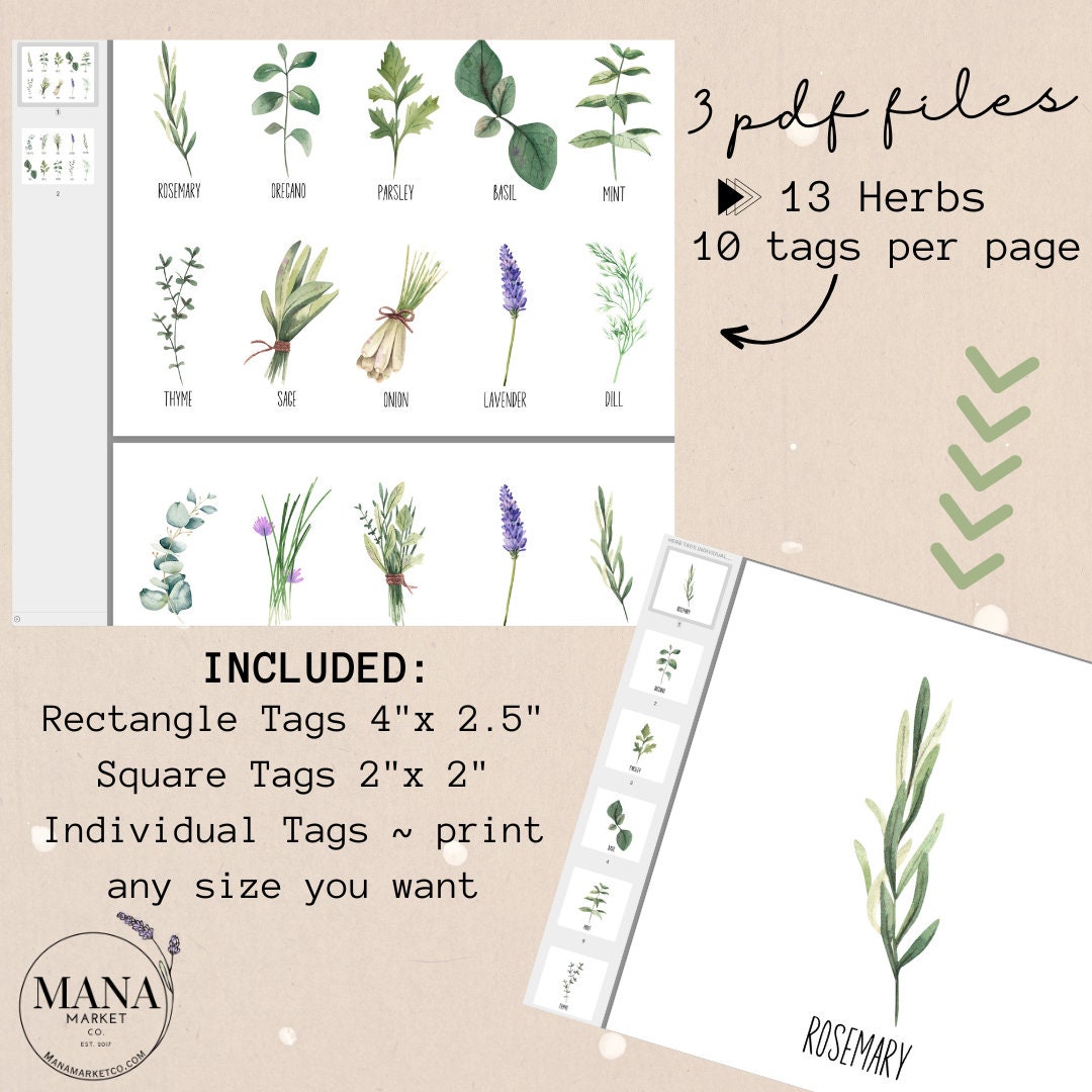 Printable Herb Labels , Set of Rustic Plant Seed Tags and Label ...