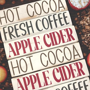 Hot Cocoa Apple Cider Coffee Bar Signs for Family Gatherings and Holiday Decor Gifts for Fall Season, Tiered Tray Decor for Christmas Party image 4