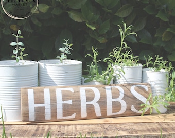 Herb Garden Sign Rustic Wood Herbs Sign for Garden Outdoor Garden Art Herb Marker Garden Signs