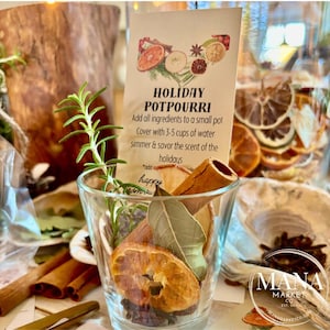 Etiqueta imprimible de popurrí navideño para regalo navideño casero Etiqueta de regalo de Navidad de popurrí para cocinar a fuego lento en olla a presión