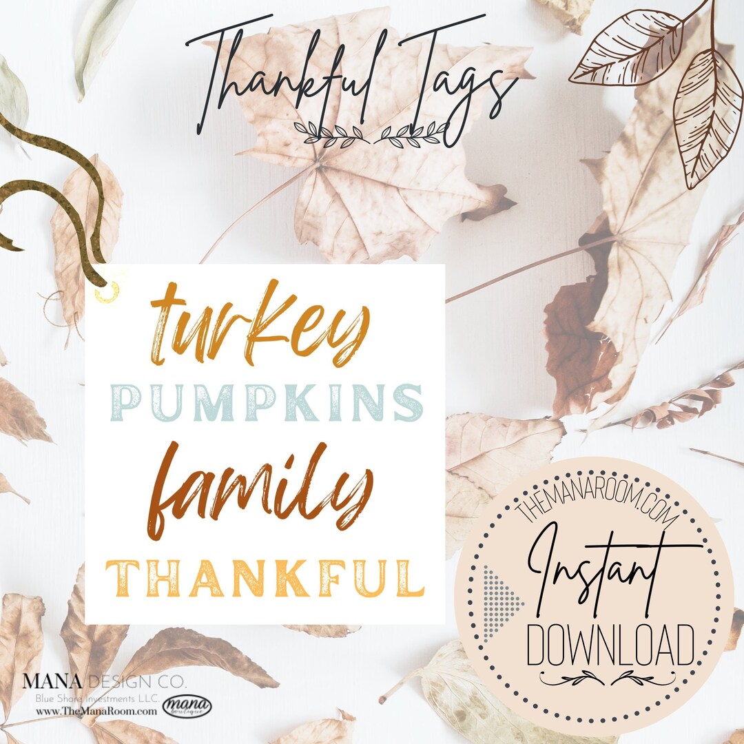 Fall Thankful Gift Tag, Printable Thankful Tag, Friendsgiving Tag ...