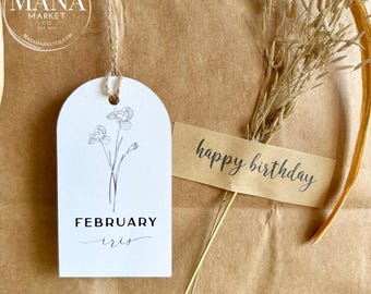 Birth Flower Tag for Gift Bag  Flower Month Gift Tag Flower Tags for Birthday Gift Printed Gift Tags