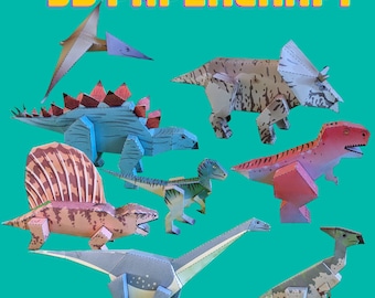 3D Dinosaurier Vorlage: T-Rex, Triceratops, Velociraptor (PDF)