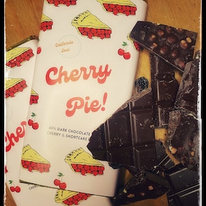 Cherry Pie Vegan Chocolate Bar by California Soul Chocolate.