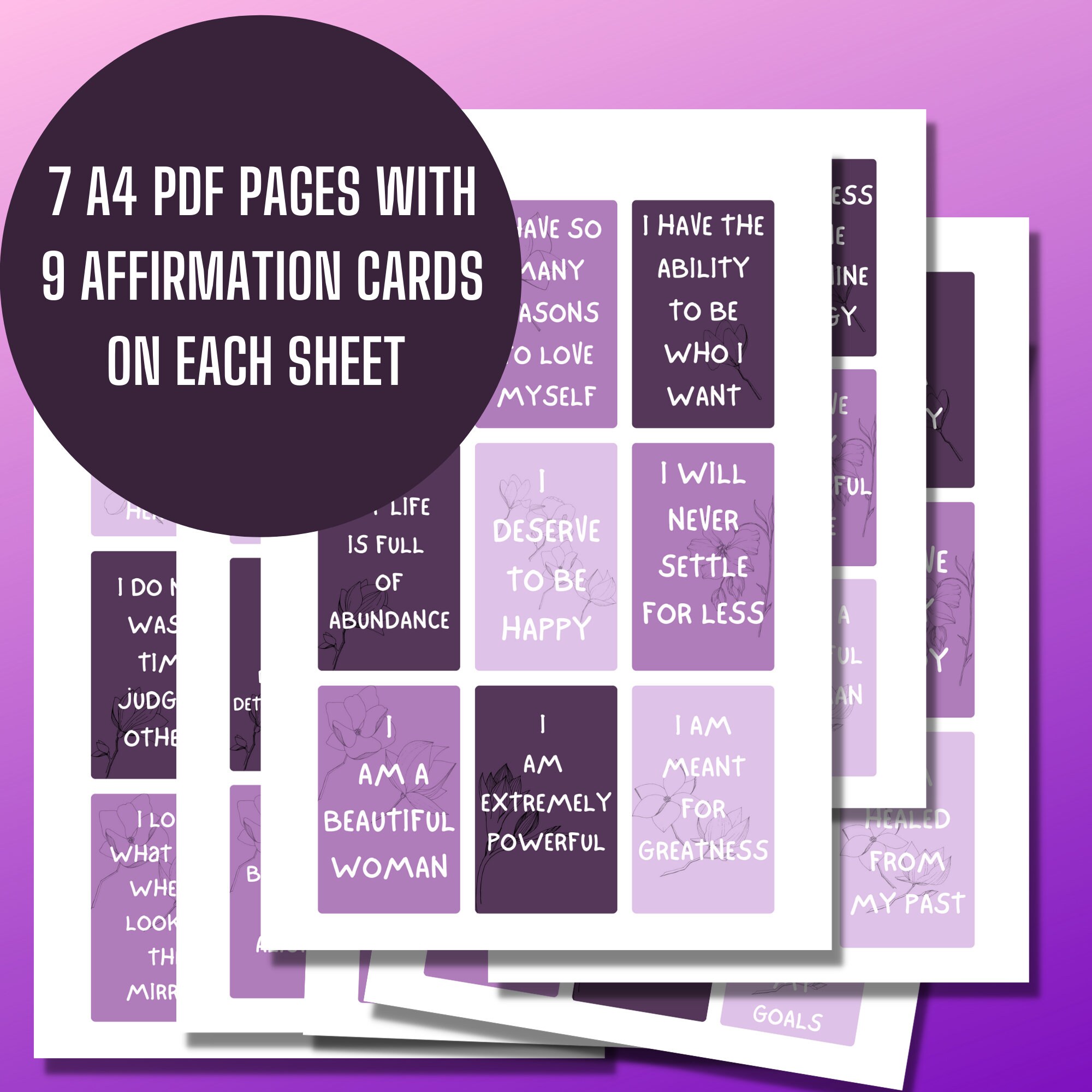 Positive Affirmation Card Deck, Vision Board Printables, Cards for Law ...