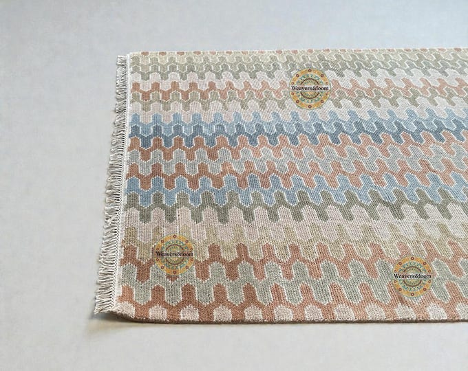 Featured listing image: Hand Knotted Wool Oushak Rug | Pastel Boho Turkish Carpet