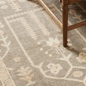 Tappeto su misura beige con motivo albero della vita per soggiorno, camera da letto, sala da pranzo, annodato a mano, dimensioni 8x10, 9x12, 10x14. Tappeto Oushak fatto a mano.