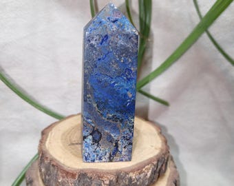 Obelisco, punta, colonna di azzurrite con druse