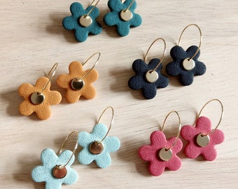 Boucles d'oreilles créoles avec pendentif en pâte polymère / fimo / boucles d'oreilles en pâte polymère // #FIORA