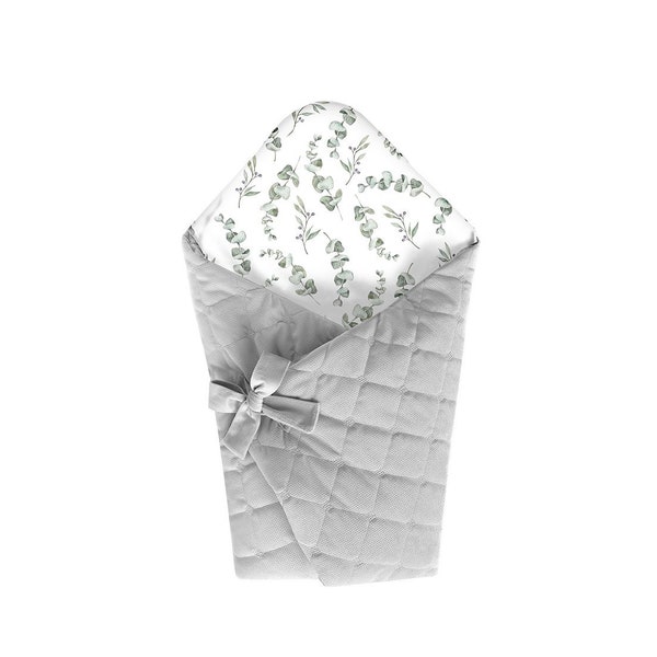 Quilted Swaddle - Eucalyptus/Gray