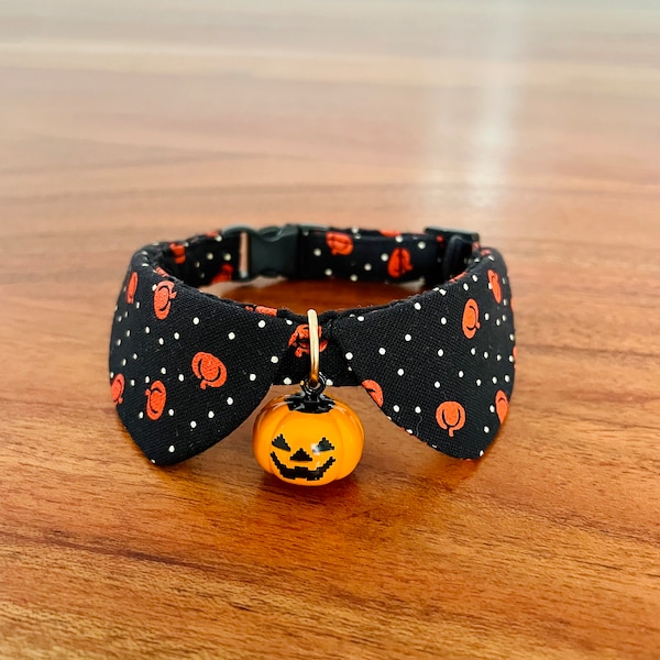 Pet/Cat/Kitten/Dog Collar/Break-Away Clasp / Fabric Collar/ Halloween gift /Pumpkin/Handmade/ Collar shape