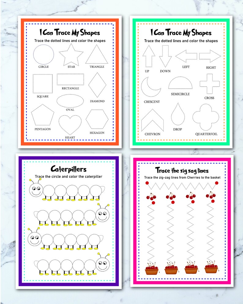 Homeschool Printables, Pencil Control Tracing Worksheets , Prewriting
