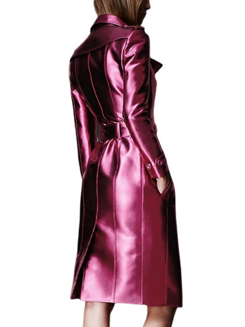 Long Shiny Reflective Patent Leather Trench Coat for Women - Etsy