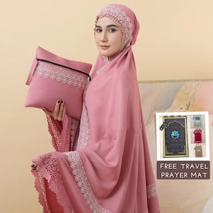 Muslim prayer dress FREE Travel Prayer Mat /Islamic prayer dress / Islamic prayer clothes / Prayer clothes for muslim women