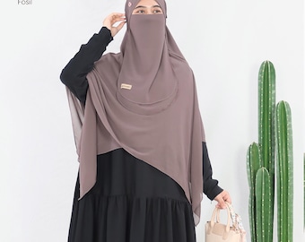 Serie Instant Khimar Zyza semplice e syar'i Khimar Jilbab con Niqab, Hijab a due strati