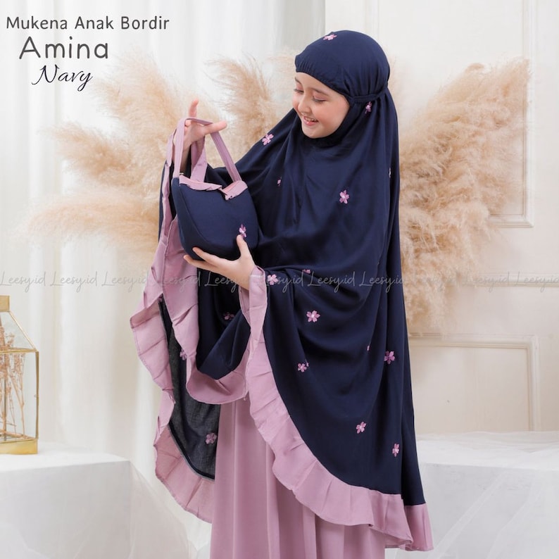 Muslim prayer dress for kids girls / Islamic prayer dress / Islamic prayer clothes / Prayer clothes for muslim kids /kid girls Navy