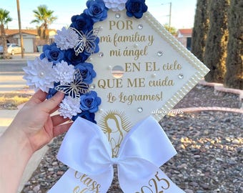 Graduation Topper Virgencita Grad Cap 2026 Graduate Cap Decor Cap Design Blue Grad Cap Promotion Gift Grad Cap Topper Memorial Grad Cap 2026