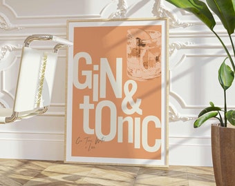 Orange Gin & Tonic Print - Cocktail Artwork for Trendy Home Decor