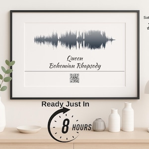 Personalized Sound Wave Art with QR Code – Custom Song Print – Minimalist Music Wall Decor – Digital Download Gift