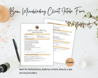 Brow Microblading Client Intake Form Canva Template, Professional Brow Consultation Form, Editable Client Waiver Form, Beauty Spa Form