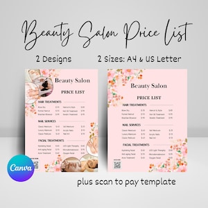 Salon Services Editable Price List Template, Beauty Treatment Price Guide, DIY Facial Price List, Nail Price List, Esthetician Price List