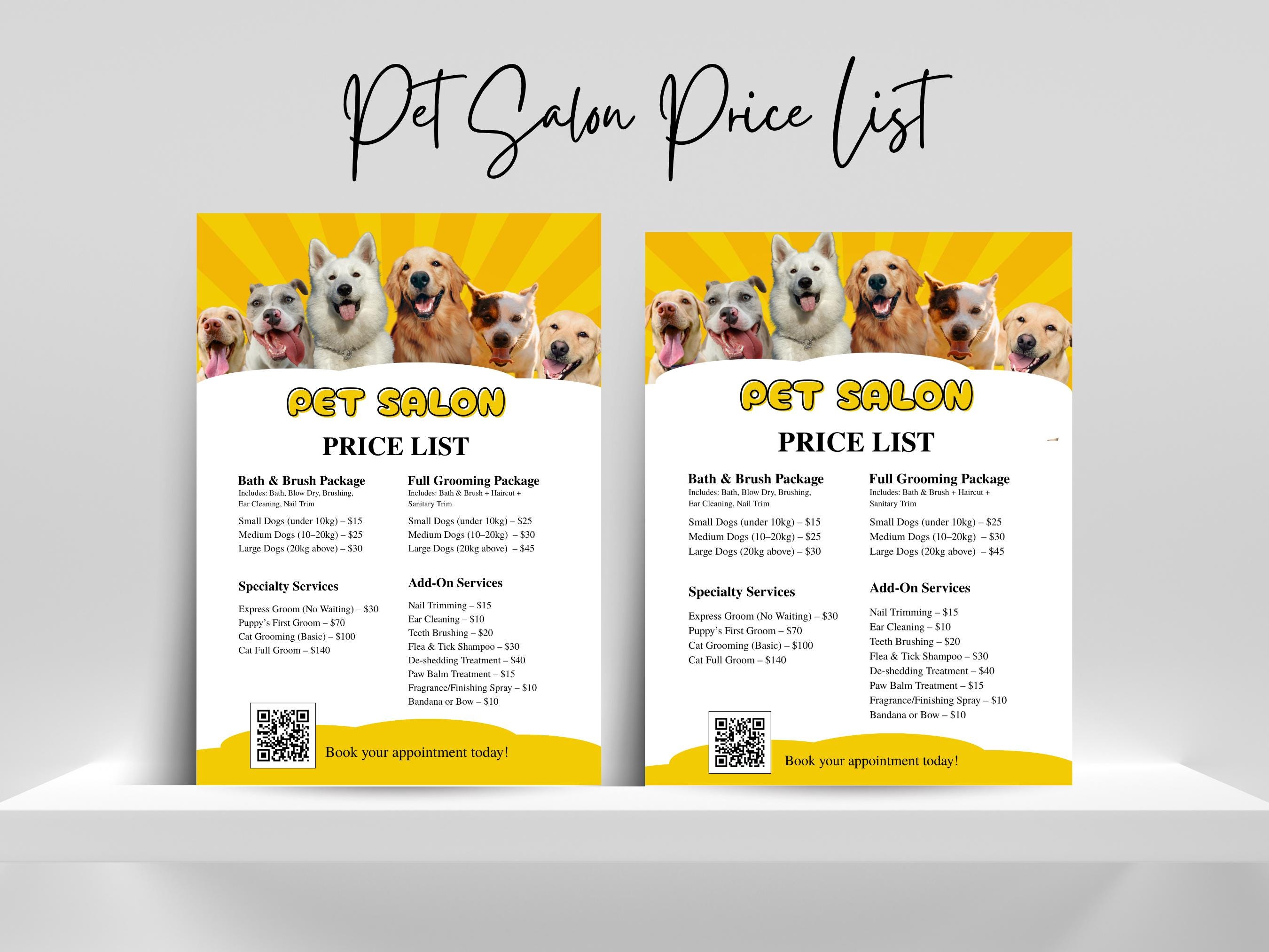 Pet Spa Menu