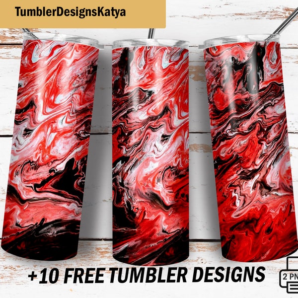 Red black tumbler wrap Png file for sublimation designs downloads Marble background Seamless pattern 20 OZ skinny tumbler design