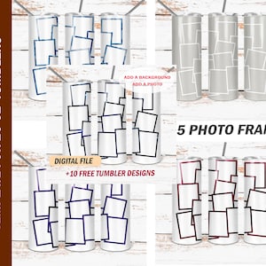 Photo frame template bundle Sublimation designs for 20 oz skinny tumblers designs Blank for tumblers Png files for photo collage