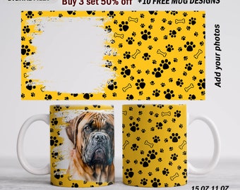 Paws-beker met 1 foto, sjabloon hondenmok 15 oz, 11 oz, sublimatieontwerpen voor koffiekopje, gepersonaliseerd Moederdagcadeau voor hondenmoeder