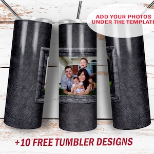 Fotofoto beker wrap met 1 houten frame png-bestand voor sublimatieontwerpen 20 oz magere beker wrap heren bekerontwerp