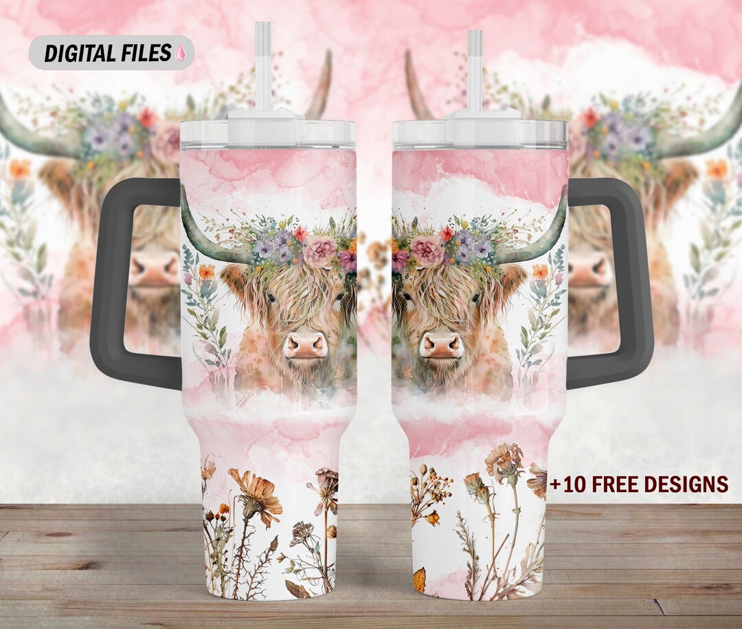 Highland Cow 40 Oz Tumbler Wrap Png for Sublimation Design 40 Oz ...