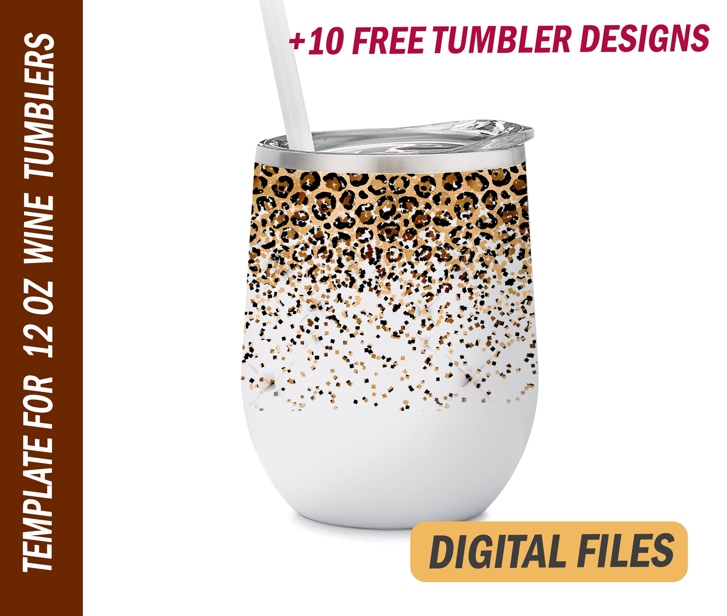 Leopard Wine Tumbler Wrap Sublimation Designs for 12 Oz Wine Etsy