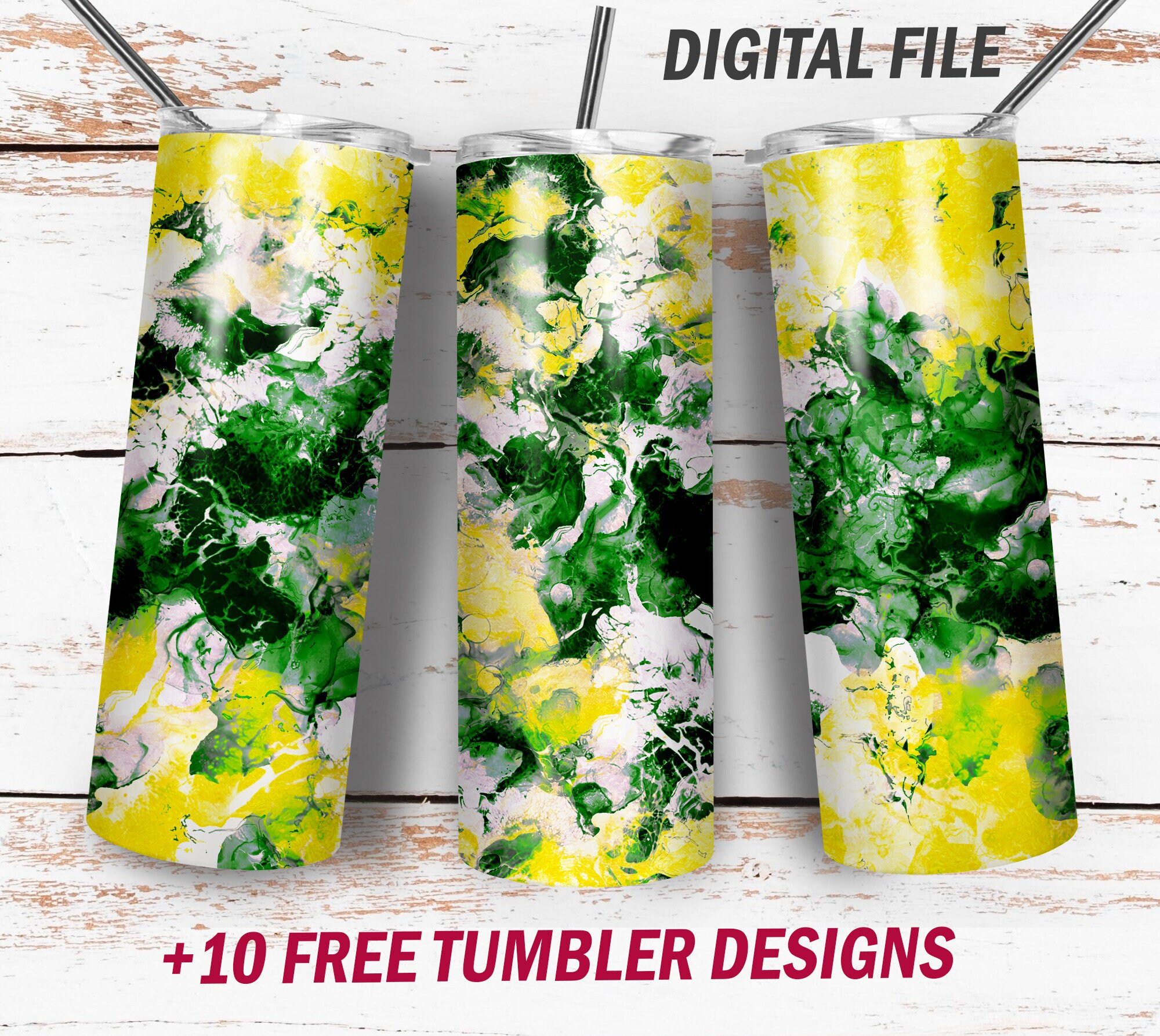 Yellow Tumbler Png File for Sublimation Designs Green Etsy