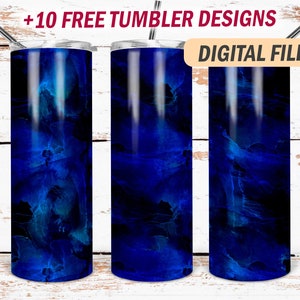 Blue 20 oz skinny tumbler wrap template seamless pattern Men tumbler design Png file for sublimation Dark blue background png