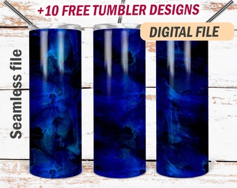Blue 20 oz skinny tumbler wrap template seamless pattern Men tumbler design Png file for sublimation Dark blue background png