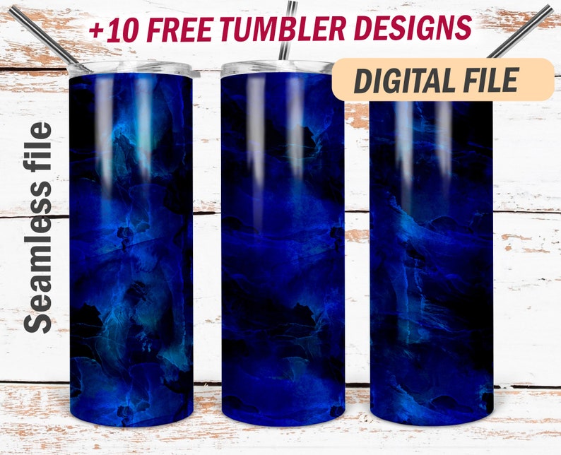 Blue 20 Oz Skinny Tumbler Wrap Template Seamless Pattern Men Tumbler ...
