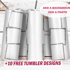 6 Photo frame clipart silver for 20oz skinny tumbler Png file for sublimation design Ombre photo frame template for tumbler Digital download