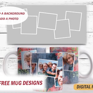 Photo frame clipart 5 Photo template for 15 oz and 11 oz mugs 5 picture Png file for sublimation designs Picture coffee cup wrap