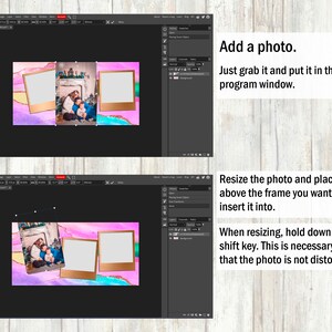 Photo template mug for 15 oz and 11 oz Valentine mug wrap with 2 photo frames Sublimation mug png Heart coffee mug template with picture image 6