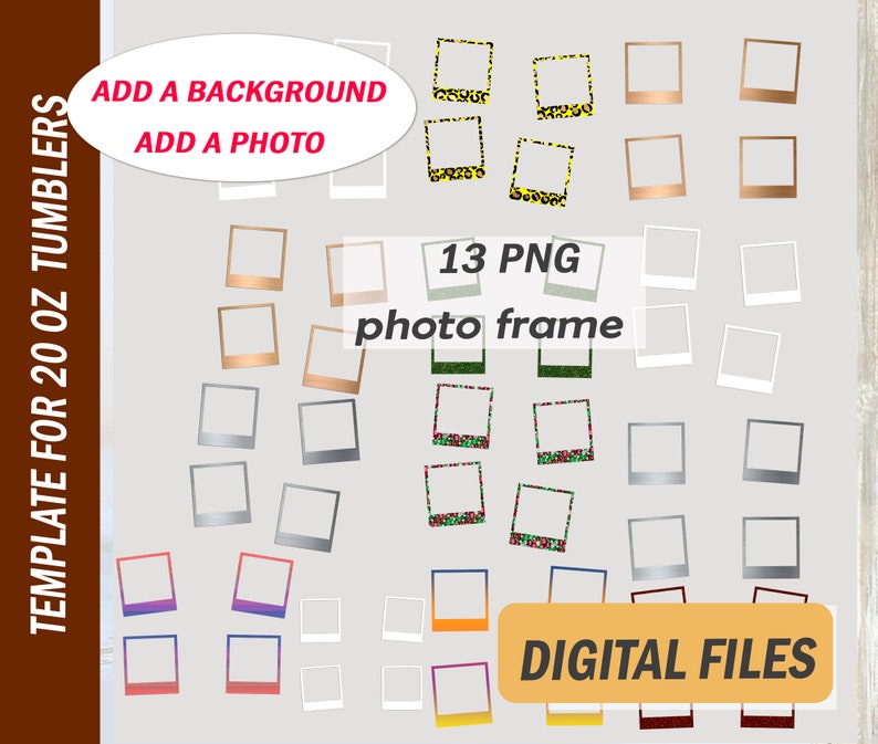 Photo Frame Png Files Set for 20 Oz Skinny Cups Photo Frame Etsy