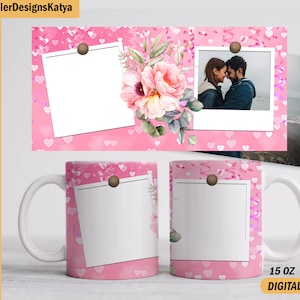 Mug sublimation design with photo frames Mothers day mug template 15 oz and 11 oz for coffee cup personalised Mug template instant downloads