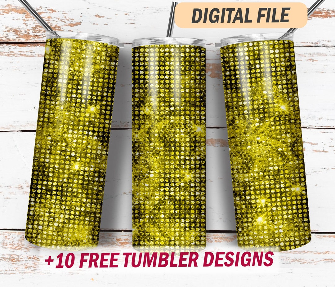 Yellow Glitter Tumbler Design Seamless 20 Oz Skinny Tumbler Etsy